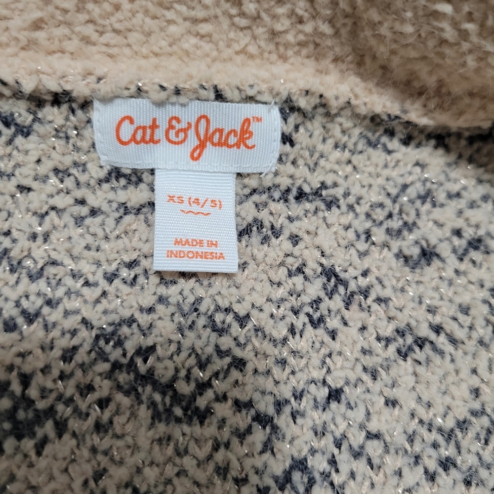 Cat & Jack Kid's Animal/PR6GY7  Cream Leopard Open Front Sweater Size XS - Picture 4 of 16